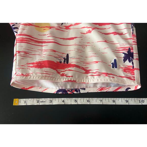 JOHNNIE-O White/Red Tropical Beach Theme Swim Shorts sz S - Picture 12 of 12